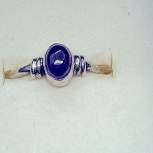 Purple Amethyst and silver cabochon   Ring